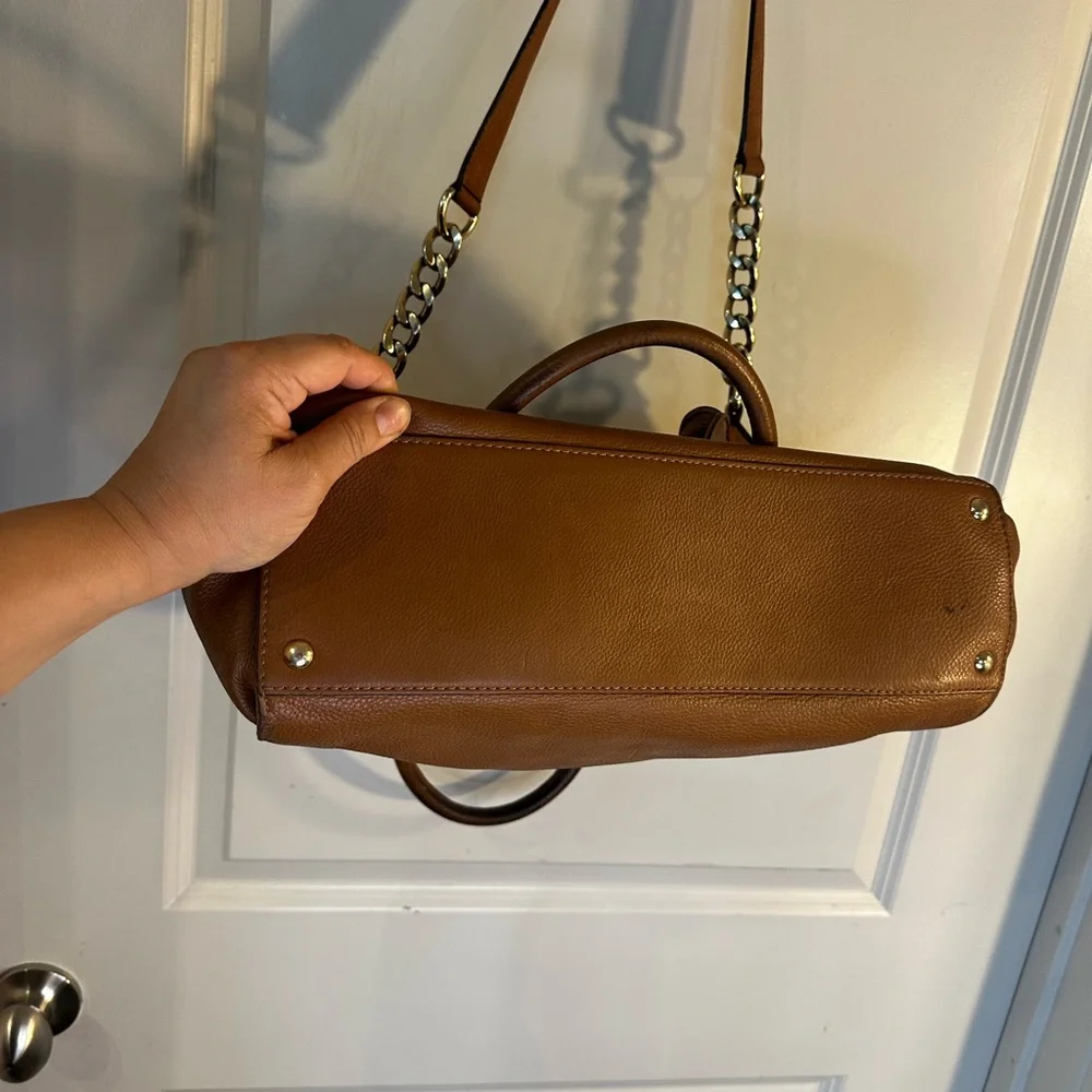 Michael Kors Hamilton Vintage Y2K Brown Leather large Satchel Bag
